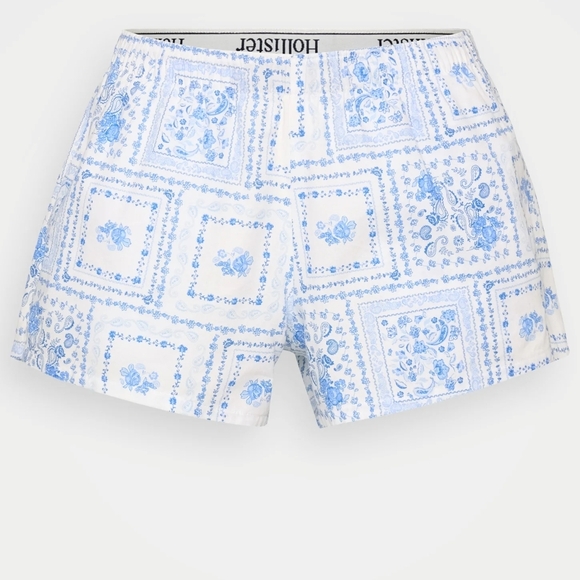Hollister Pants - Hollister White Shorts with Light Blue Floral Patchwork
